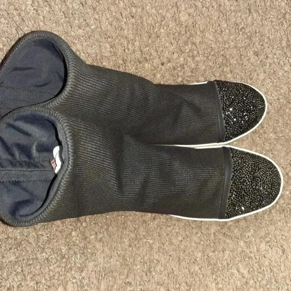 ALEXANDER SMITH-Glitter Toe Sock Booties-Black Leather-Sz 39-8.5-Excellent - Picture 6 of 7